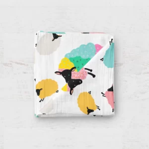 Suki McMaster - Bamboo Muslin Swaddle Blanket - Sheep Designs