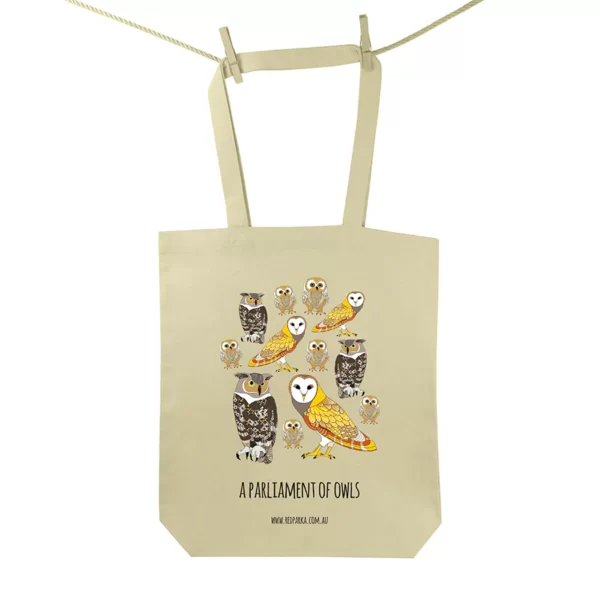 Parliament of owls tote bag - red parka